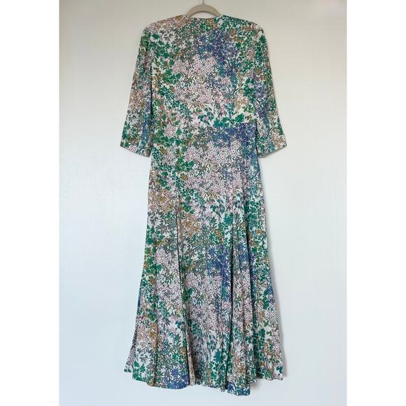 EUC The Fold London Lochaline Floral Midi Dress US size 8 Button Viscose Wedding - Picture 13 of 16